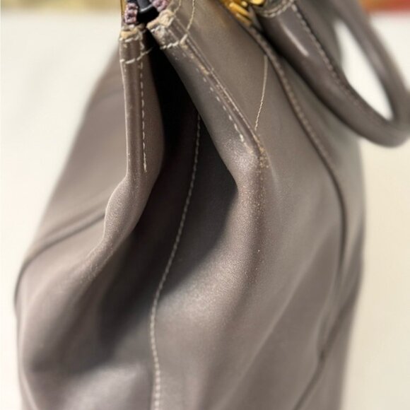 Vintage Loewe Gray Leather Top Handle Purse w/ COA - made in Spain 🇪🇸 - Picture 5 of 16